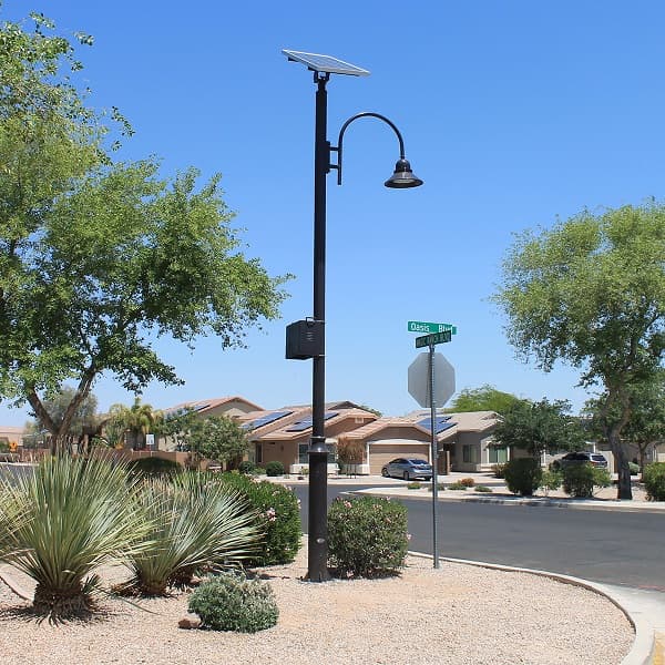 Solar street lighting installed for a public roadway