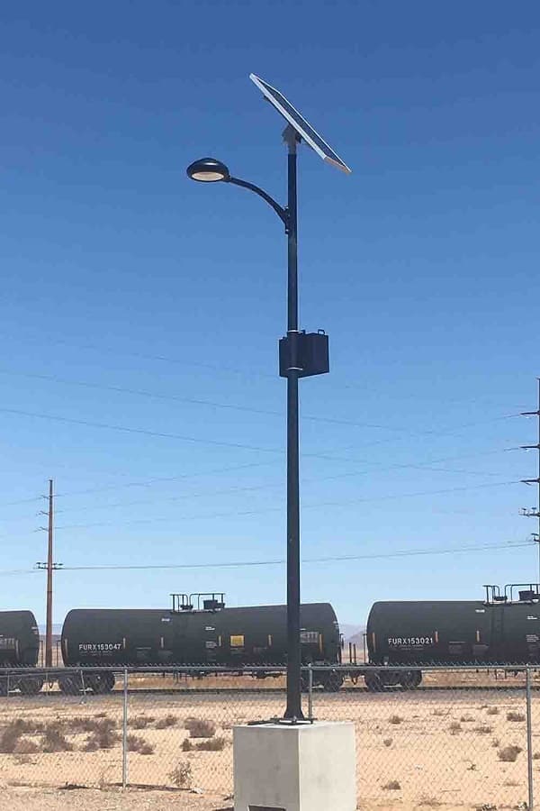 Steel street light pole ready for installation